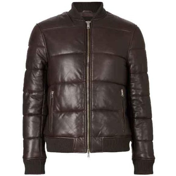 BOWEN LEATHER PUFFER BOMBER JACKET - Shearling leather
