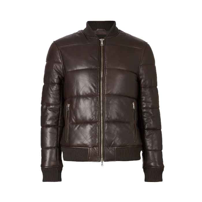 BOWEN LEATHER PUFFER BOMBER JACKET - Shearling leather