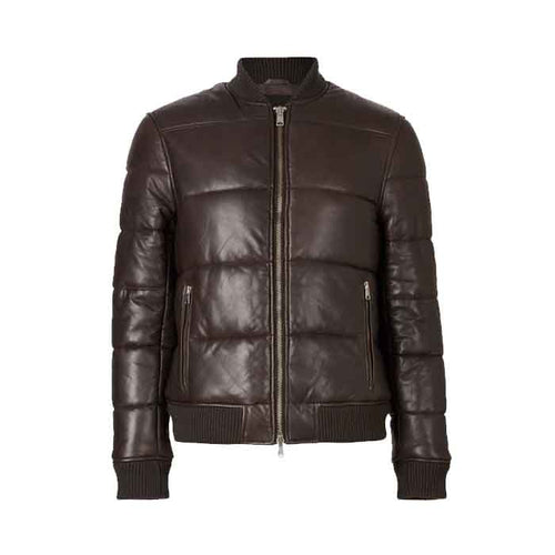 BOWEN LEATHER PUFFER BOMBER JACKET - Shearling leather
