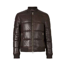 Load image into Gallery viewer, BOWEN LEATHER PUFFER BOMBER JACKET - Shearling leather

