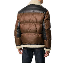 Load image into Gallery viewer, Front Full Zipped Puffer Leather Jacket For Men’s - Shearling leather
