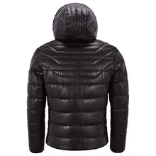 Load image into Gallery viewer, Men’s Real Leather Jacket Puffer Hooded Quilted Design 2021 - Shearling leather
