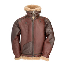 Load image into Gallery viewer, B-3 Bomber 1941 Pearl Harbor Brown Leather Jacket - Shearling leather
