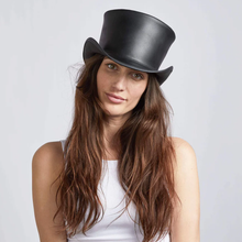 Load image into Gallery viewer, New Black Women Handmade Sheepskin Leather Hat
