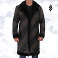 Ralph Two Tone Long Mens Shearling  Leather Trench Coat - Shearling leather