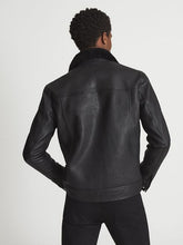 Load image into Gallery viewer, Black Shearling Collar Aviator Leather Jacket | Buy Aviator Jacket Now
