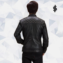 Load image into Gallery viewer, Studded Leather Biker Jacket | Studded Jackets | Biker Leather Jacket

