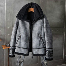 Load image into Gallery viewer, Shearling Coat Mens B3 Bomber Jacket Short Fur Coat Jacket
