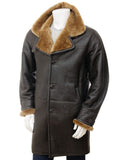 Mens Brown Lambskin Leather Winter Trench Coat