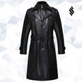 Sheepskin Men Long Leather Trench Coat - Shearling leather