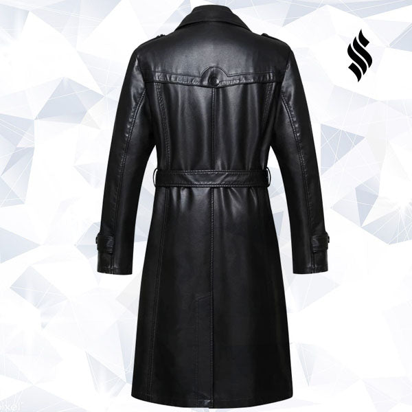 Sheepskin Men Long Leather Trench Coat - Shearling leather