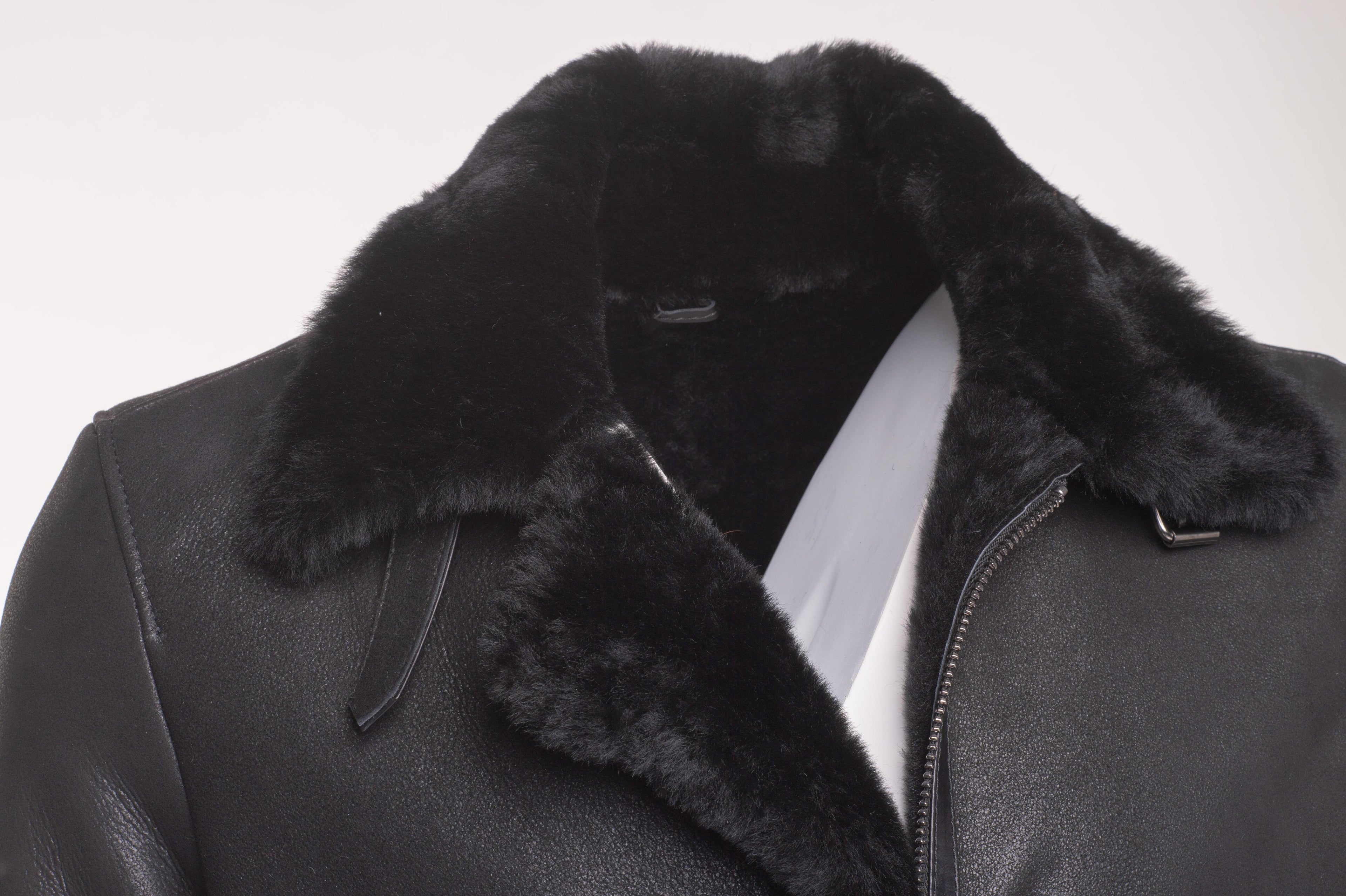 Black B3 Bomber Aviator Shearling Jacket - Shearling leather