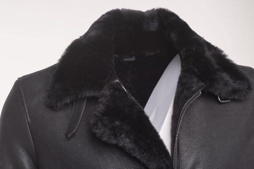 Black B3 Bomber Aviator Shearling Jacket - Shearling leather