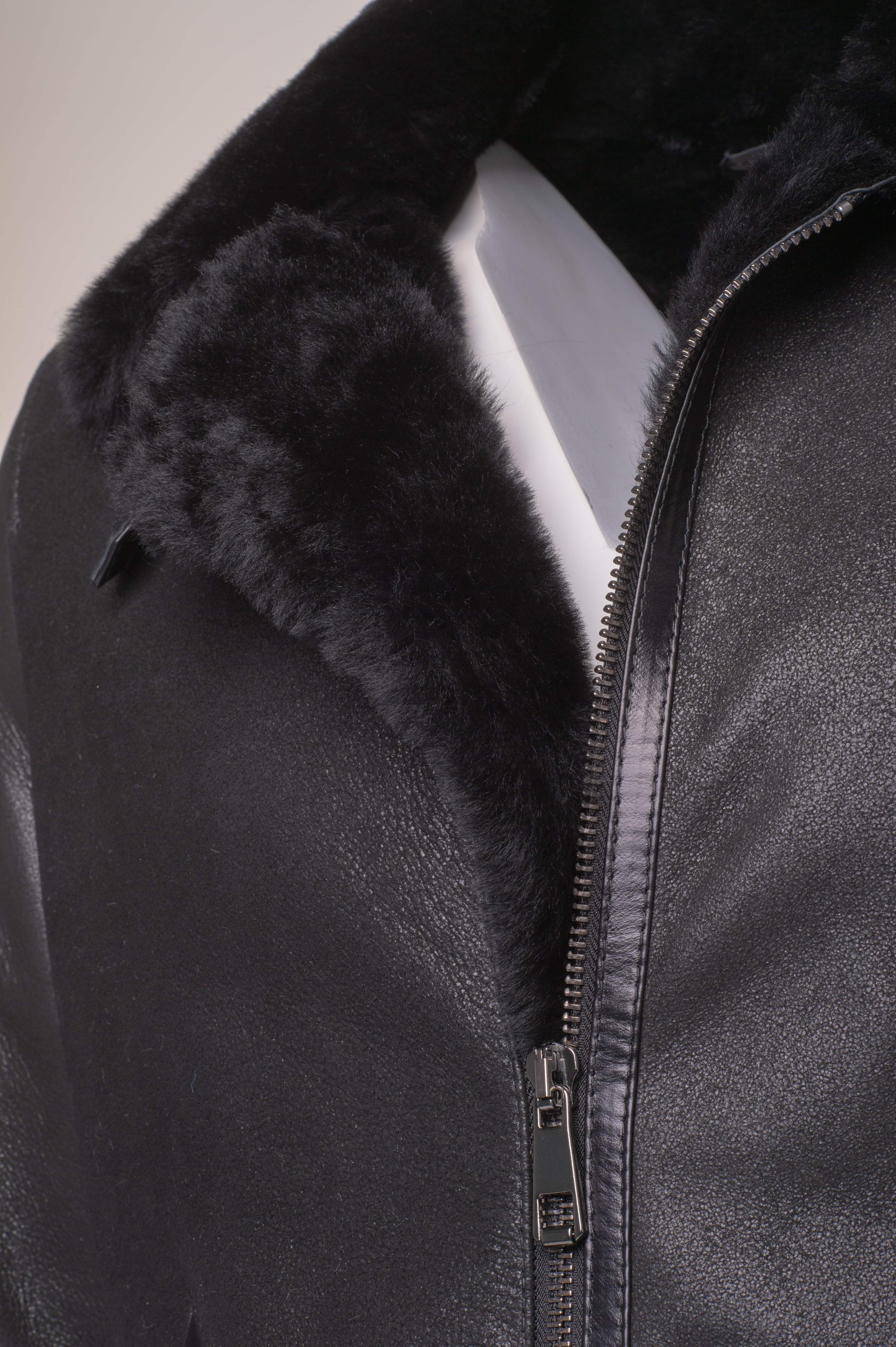 Black B3 Bomber Aviator Shearling Jacket - Shearling leather