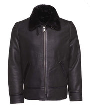 Load image into Gallery viewer, Black B3 Bomber Aviator Shearling Jacket - Shearling leather
