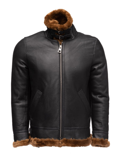 Classic Ginger Brown B3 Bomber Aviator Shearling Jacket - Shearling leather