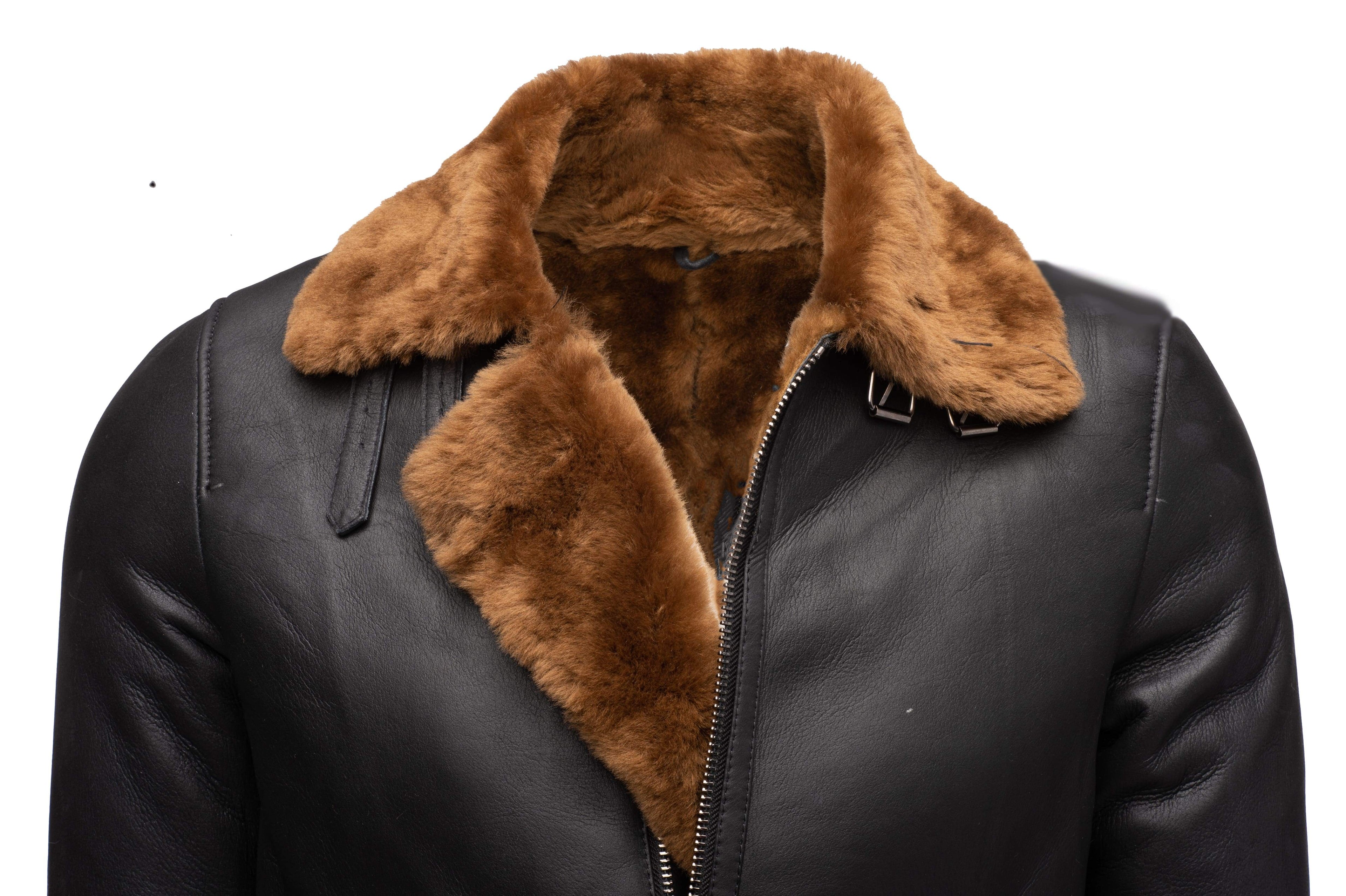 Classic Ginger Brown B3 Bomber Aviator Shearling Jacket - Shearling leather