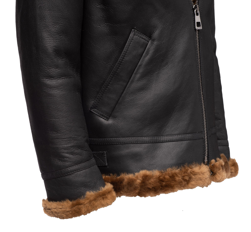 Classic Ginger Brown B3 Bomber Aviator Shearling Jacket - Shearling leather