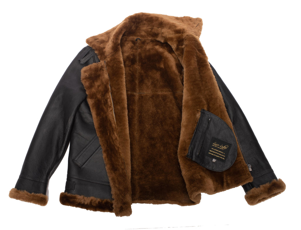 Classic Ginger Brown B3 Bomber Aviator Shearling Jacket - Shearling leather
