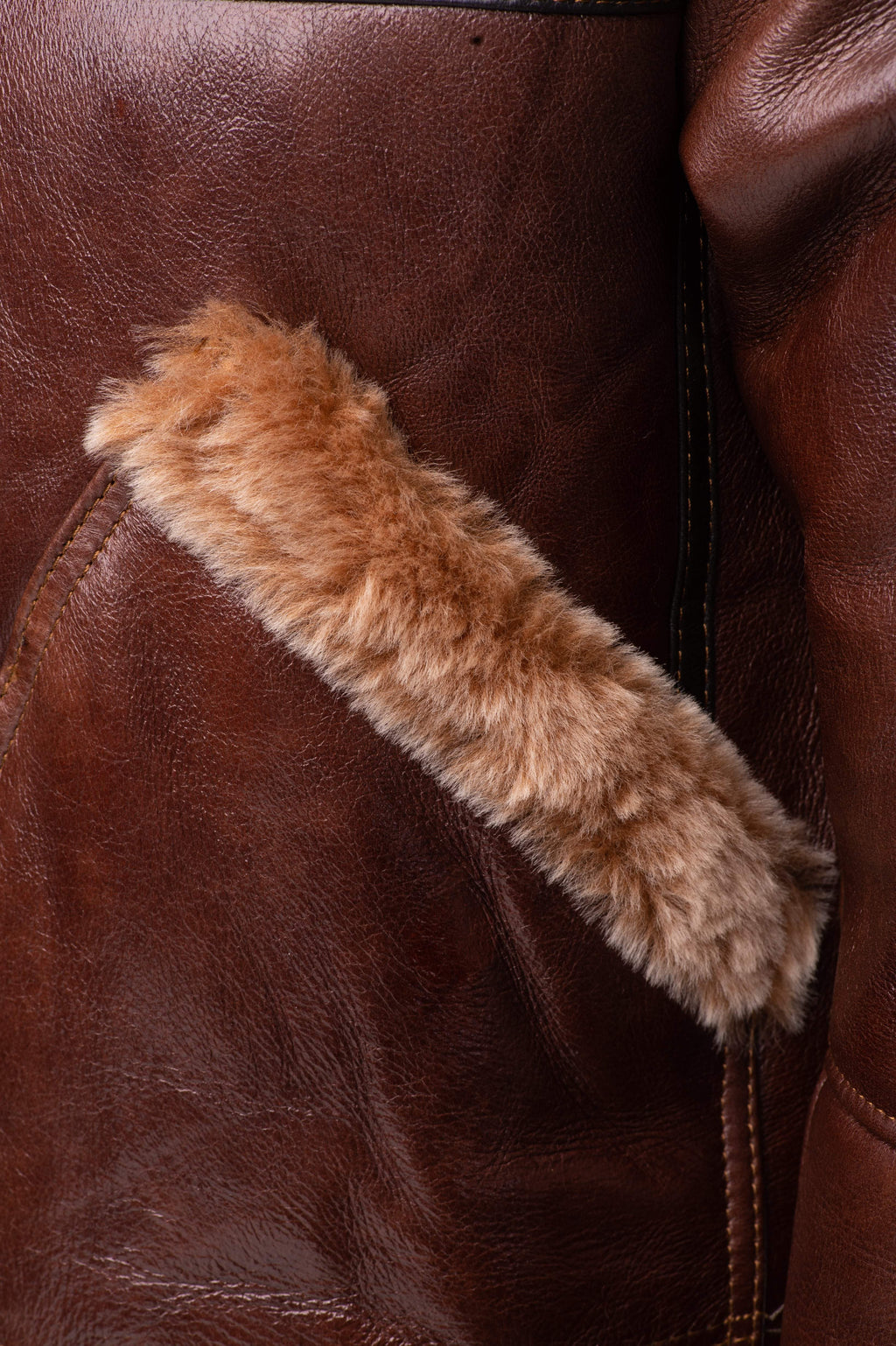 Esa Brown Bomber Sheepskin Shearling Jacket with large pockets - Shearling leather