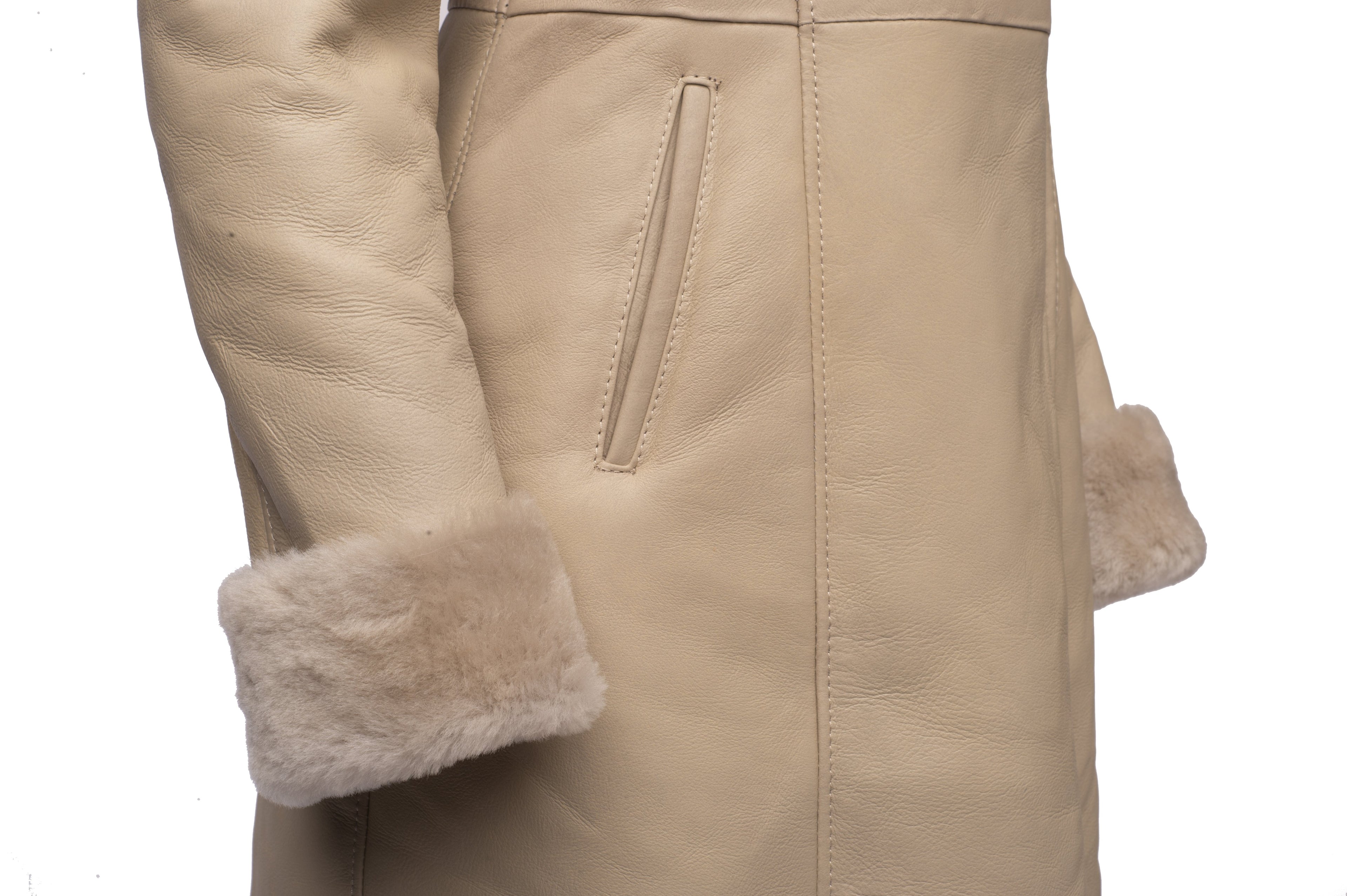 Gracie's Hooded Sheepskin Shearling Jacket with fox fur - Shearling leather