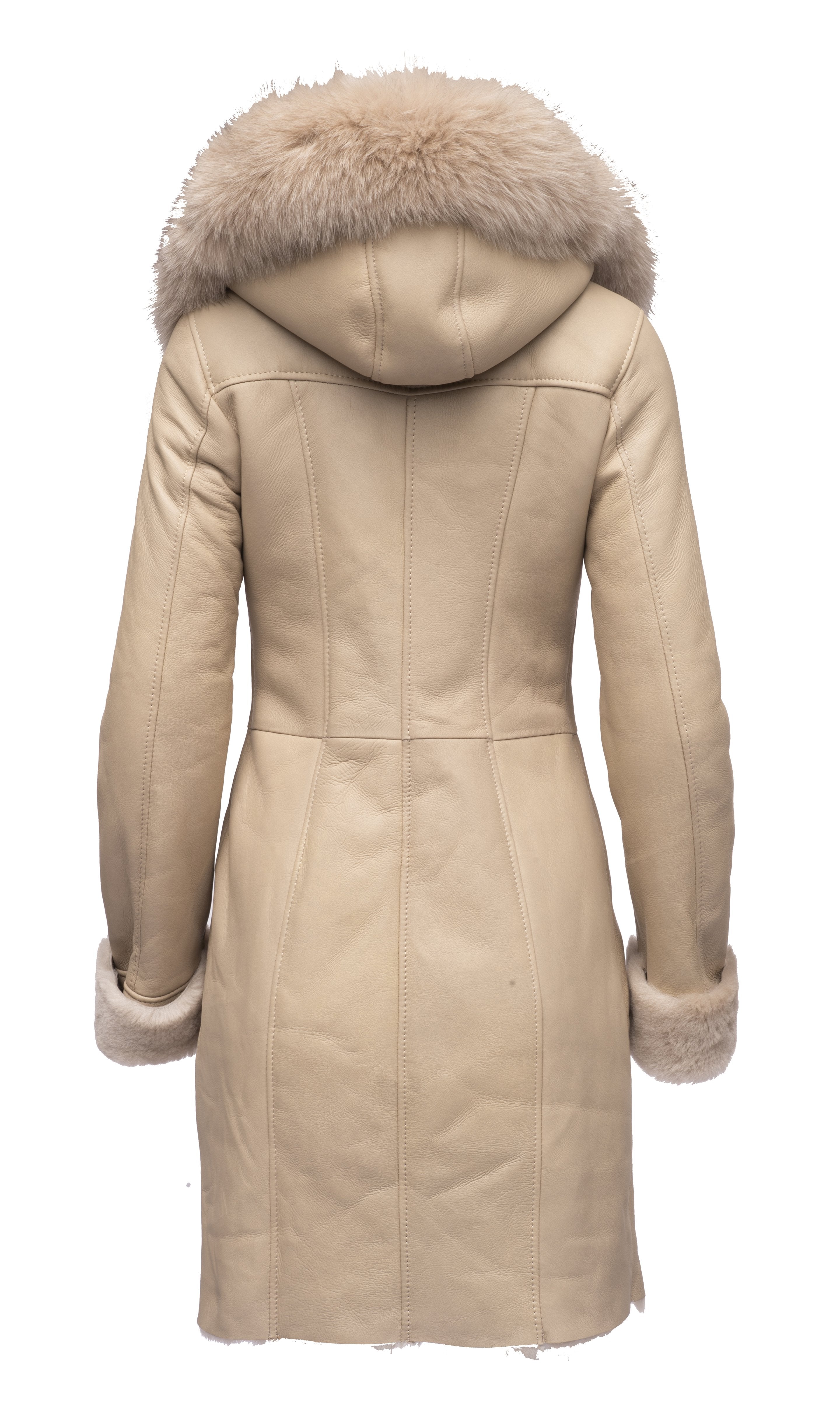 Gracie's Hooded Sheepskin Shearling Jacket with fox fur - Shearling leather
