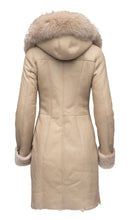 Load image into Gallery viewer, Gracie&#39;s Hooded Sheepskin Shearling Jacket with fox fur - Shearling leather
