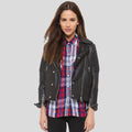 Sylvie Black Motorcycle Quilted Leather Jacket - Shearling leather