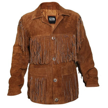 Load image into Gallery viewer, Tawny Suede Leather Jacket with Fringes - Shearling leather
