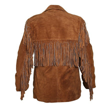 Load image into Gallery viewer, Tawny Suede Leather Jacket with Fringes - Shearling leather
