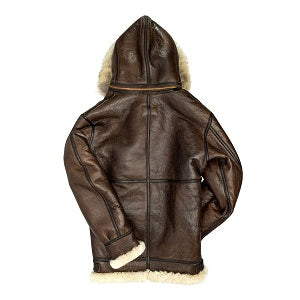 Men's Shearling B3 Fur Hoodie Style Bomber Coat - Shearling leather