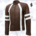 Unique Vintage Look Distressed Men Brown Leather Jacket