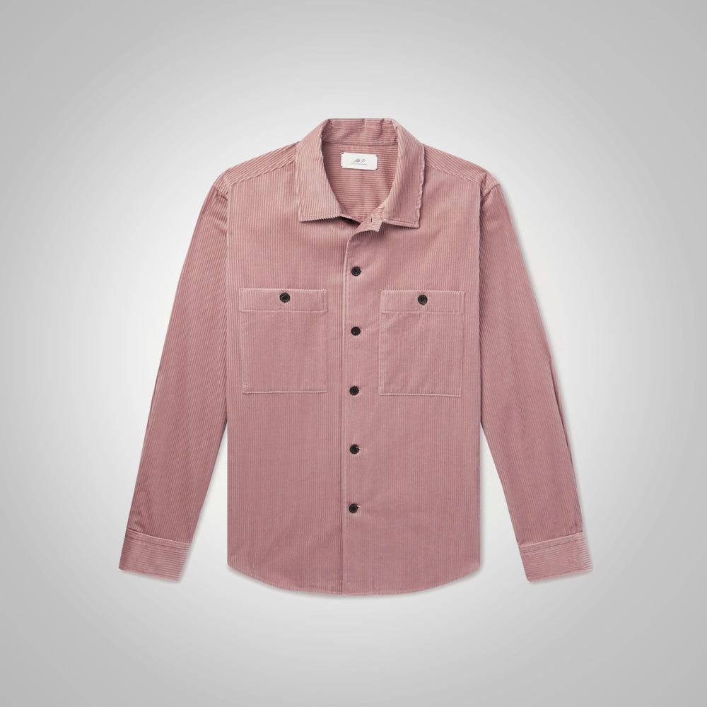 Unisex Pink Full Sleeves Soft Cotton Corduroy Jacket
