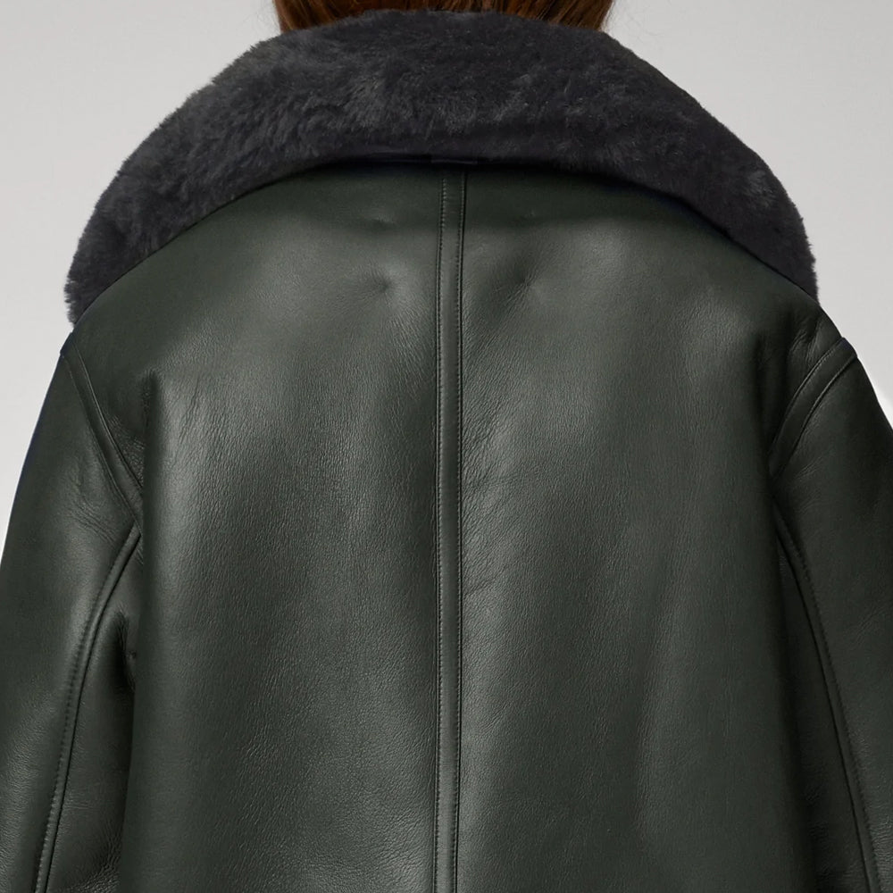 Women RAF Aviator Styled Lambskin Shearling Leather Jacket
