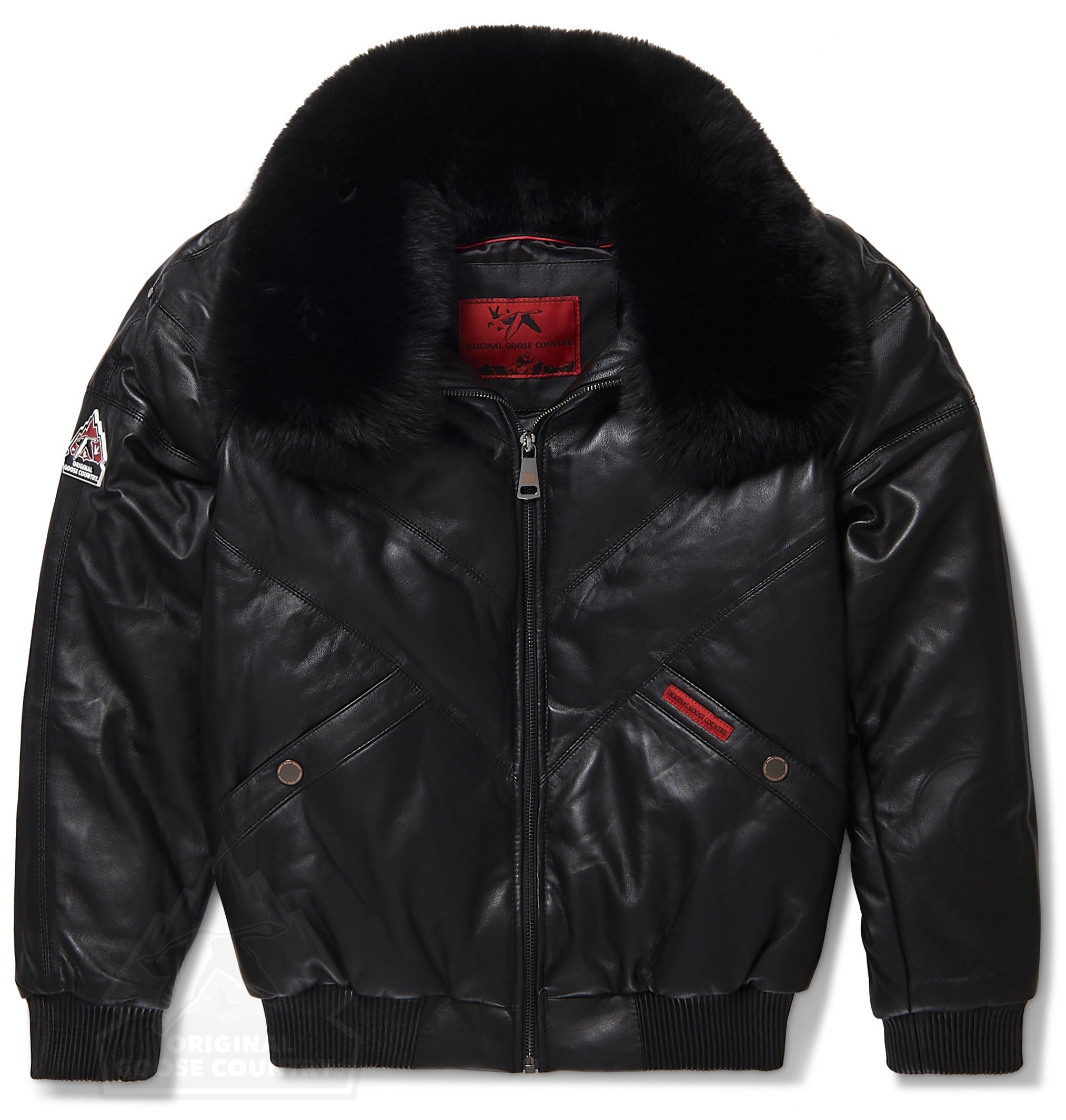 Women's V-bomber Jacket In Black - Shearling leather