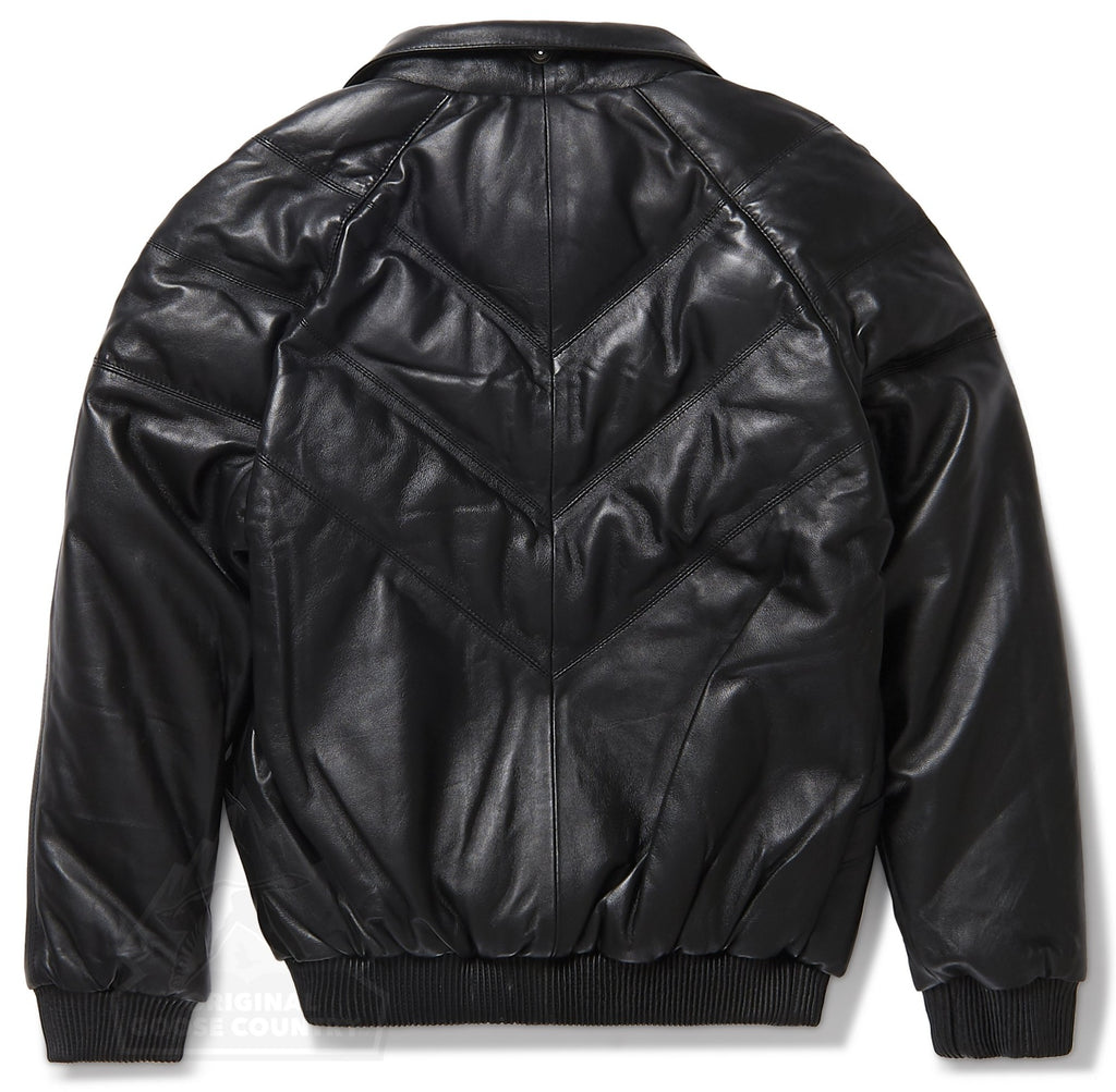 Women's V-bomber Jacket In Black - Shearling leather