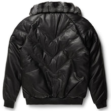 Load image into Gallery viewer, Black Leather V-Bomber Jacket - Shearling leather

