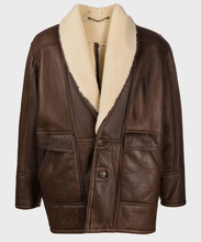 Load image into Gallery viewer, Vintage Brown Leather Shearling Jacket

