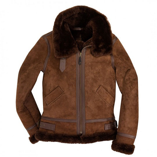 B3 Bomber Suede Leather Jacket - Shearling leather