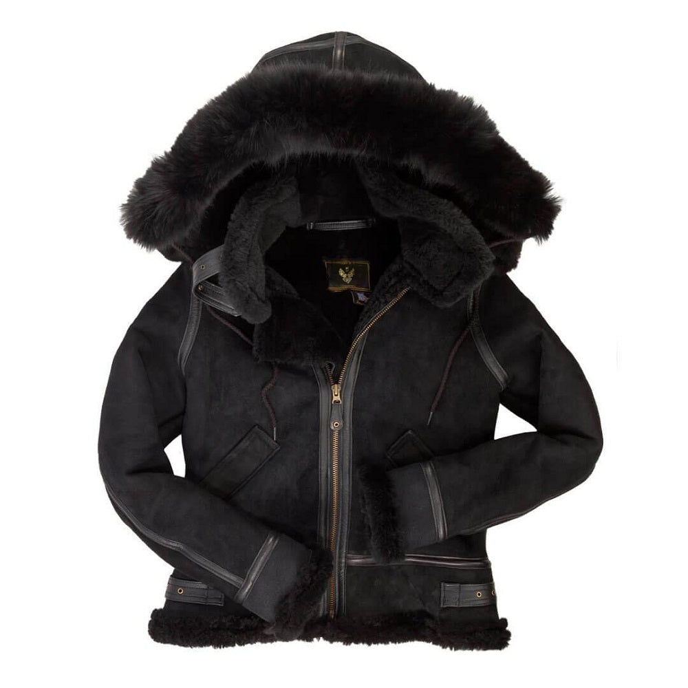 Women’s Hooded B3 Bomber Jacket - Shearling leather