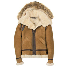 Load image into Gallery viewer, Women’s Hooded B3 Bomber Jacket - Shearling leather
