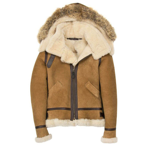 Women’s Hooded B3 Bomber Jacket - Shearling leather