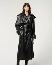 Load image into Gallery viewer, Women Black Leather Trench Coat
