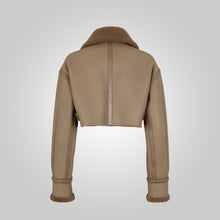 Load image into Gallery viewer, Women Cropped Brown Leather Jacket With Fur
