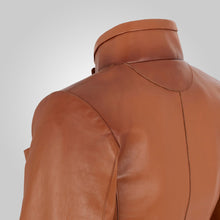 Load image into Gallery viewer, Women Cropped Goatskin Brown Leather Jacket
