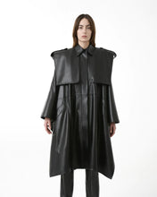 Load image into Gallery viewer, Women Oversized Cape Leather Trench Coat
