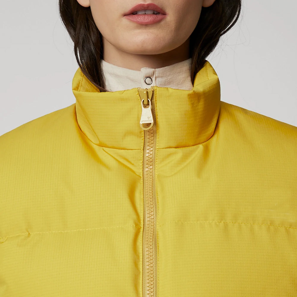 Women Yellow Sleeveless Puffer Vest 