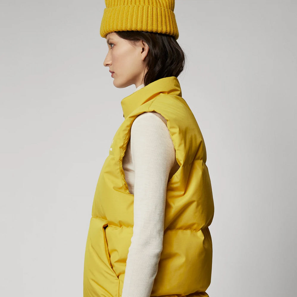 Women Yellow Sleeveless Puffer Vest 
