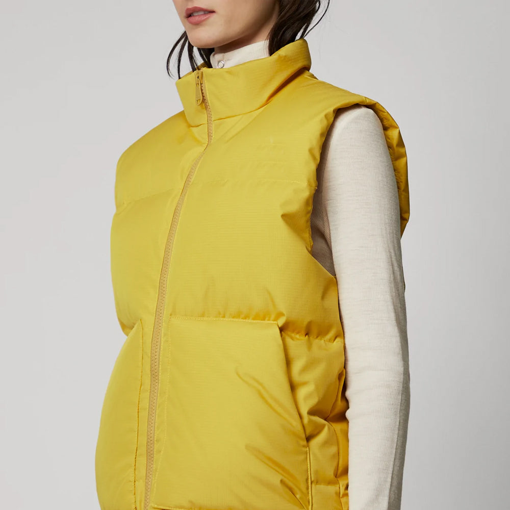 Women Yellow Sleeveless Puffer Vest 