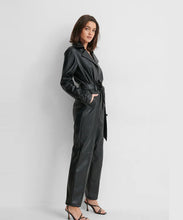 Load image into Gallery viewer, Women&#39;s Black Sleeved Genuine Lambskin Leather Jumsuit
